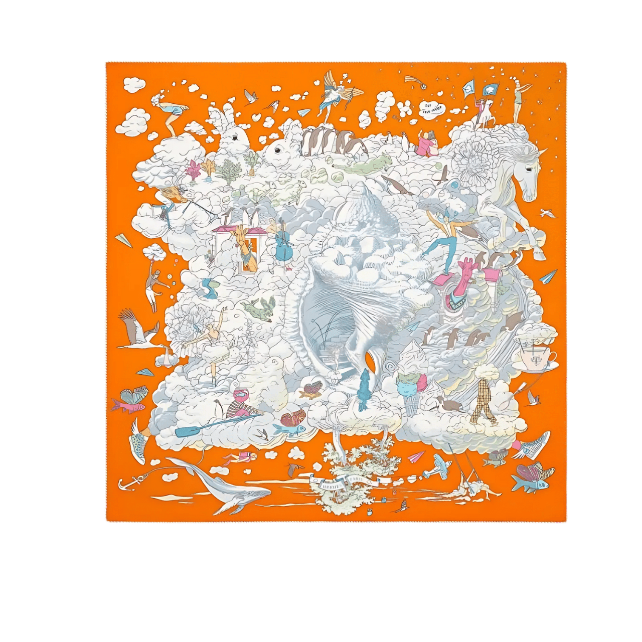 150 Hermes Sur Mon Nuage Scarf Orange 90Cm H003900S 11 - Image 1