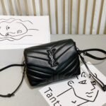 Saint Laurent Loulou Toy Strap Bag In Quilted Y Black With Black Hardware 20Cm - Image 2