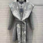 Louis Vuitton Belted Double Sided Hooded Wrap Coat Gray 1A92VF - Image 2