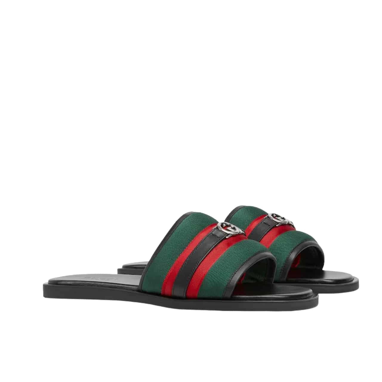236-1-1 Gucci Men Slide Sandal With Interlocking G Green And Red 835091 HAAHH 8449 - Image 1