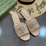 Gucci Double G Slippers Leather Beaded In Beige - Image 4