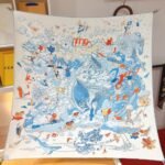 Hermes Sur Mon Nuage Scarf White 90Cm H003900S 05 - Image 2