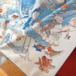 Hermes Sur Mon Nuage Scarf White 90Cm H003900S 05 - Image 3