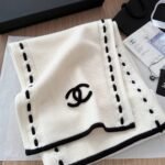 Chanel CC Logo Cashmere Scarf White 180Cm - Image 6