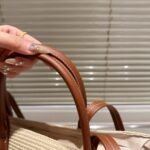 Prada Large Raffia And Leather Shopping Bag 25Cm 1BG470 2CXQ F0A5T V GOO - Image 3