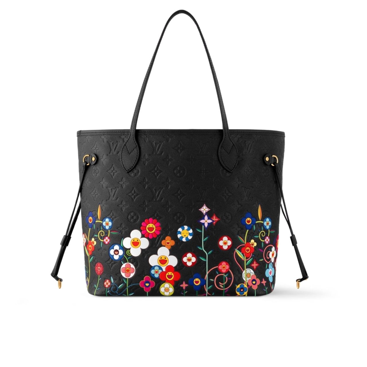 368-4 Louis Vuitton X Takashi Murakami Superflat Neverfull MM Black 31Cm M13675 - Image 1
