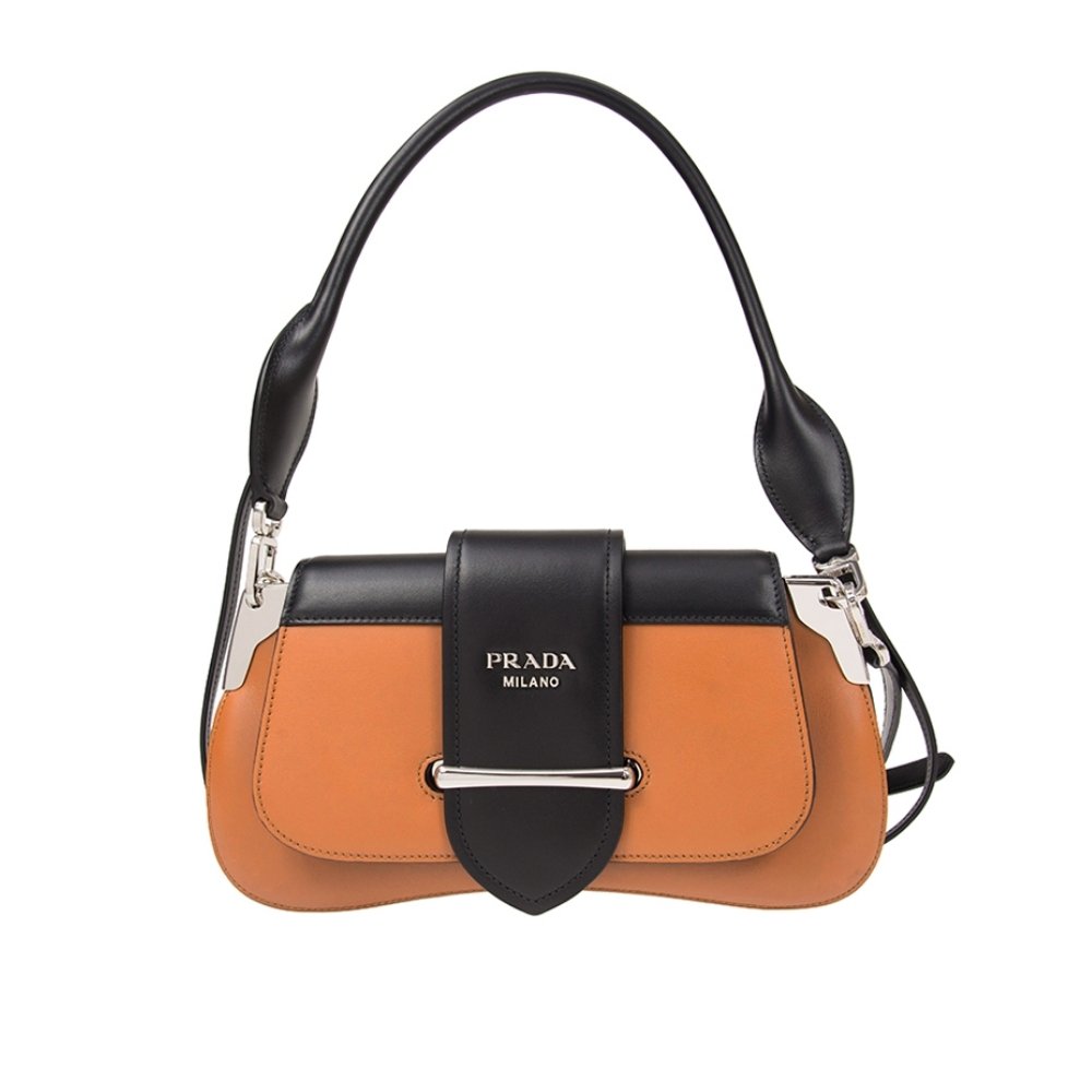 369-1-1 Prada City Sidonie Shoulder Bag Brown And Black 28Cm 1BD168 2AIX F0R6P - Image 1