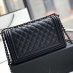 Chanel Boy Medium Handbag Black Silver Hardware 25Cm A67086 Y09953 94305 - Image 7