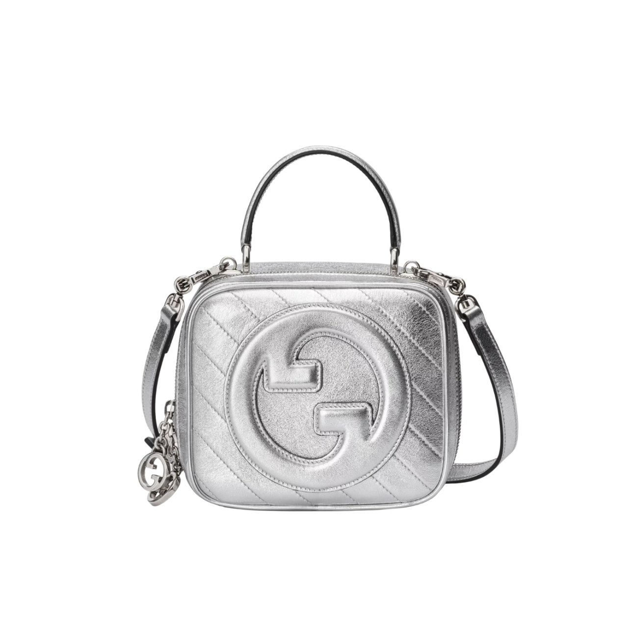 402-2 Gucci Blondie Small Top Handle Bag Metallic Silver 17Cm 744434 AACBO 8106 - Image 1