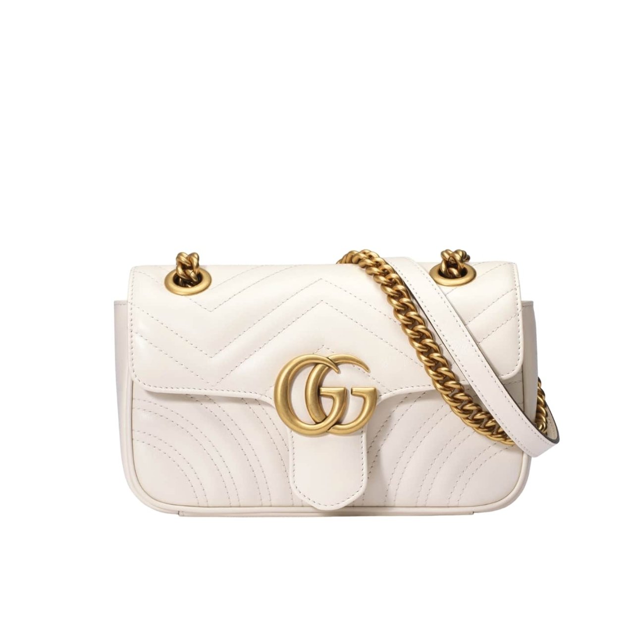 410 Gucci GG Marmont Mini Shoulder Bag White Matelassé 22Cm 446744 DTDIT 9022 - Image 1