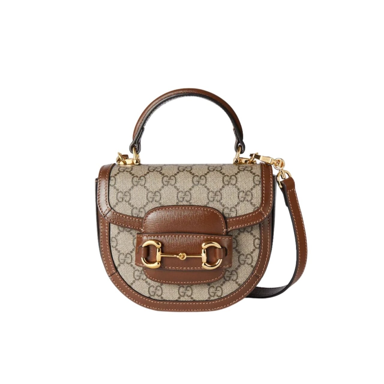 447 Gucci Horsebit 1955 Mini Top Handle Bag Beige And Ebony 14Cm 781387 92TCG 8563 - Image 1