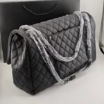 Chanel XXL Airline Classic Travel Flap Bag Caviar Leather Black Silver Hardware 46Cm - Image 5
