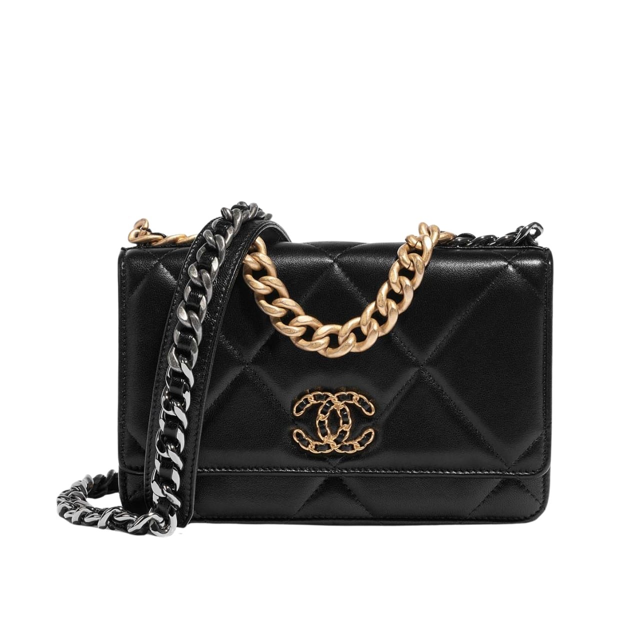 69-1 Chanel 19 Wallet On Chain Bag Shiny Gold And Silver Tone Black 19Cm AP3267 B04852 94305 - Image 1