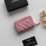 Chanel Boy Flap Card Holder Wallet Gold Pink 11Cm A80603 B10211 NM370 - Image 5