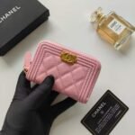 Chanel Boy Flap Card Holder Wallet Gold Pink 11Cm A80603 B10211 NM370 - Image 4