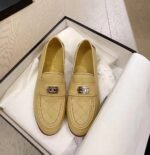 Chanel 20B Quilted Boy Lego Metal Logo Gold Mule Slip On Flat Loafers Beige - Image 5