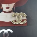 Chanel Cc Brooch Gold With Stones Attached And Pearls - Image 2