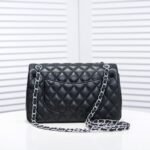 Chanel Small Classic Flap Bag Black Leather With Silver Hardware 25Cm A01113 Y01480 94305 - Image 6