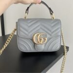 Gucci GG Marmont Mini Shoulder Bag Grey 17Cm - Image 3