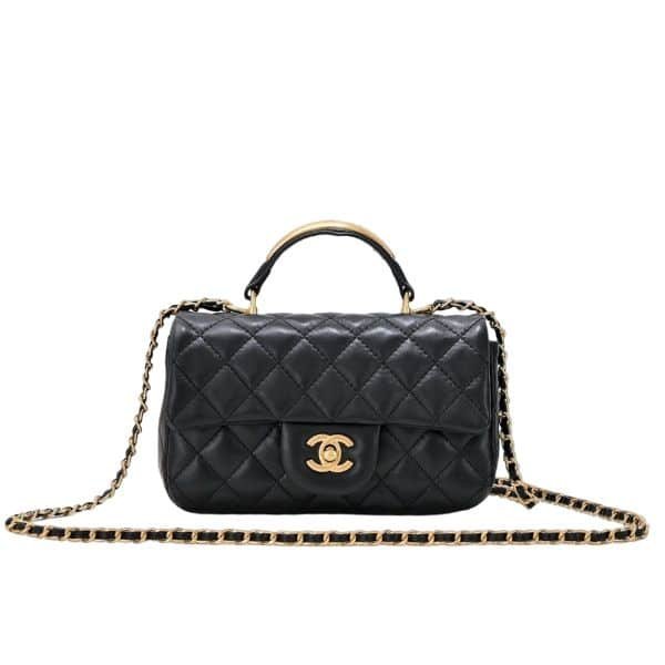 xr:d:DAFgDuhoJzU:10,j:45172808048,t:23041407 Chanel Mini Flap Bag With Gold Hardware Top Handle Black 21Cm AS2431 - Image 1
