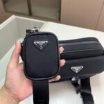 Prada Re Nylon And Saffiano Leather Shoulder Bag Black 24Cm 2VH133 2DMH F0002 XMP - Image 6