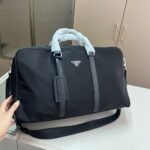 Prada Re Nylon And Saffiano Leather Duffel Bag Black 50Cm 2VC042 2DMH F0002 V OOO - Image 3