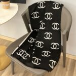 Chanel Wool Cashmere CC Scarf Black White 180Cm - Image 7
