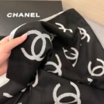 Chanel Wool Cashmere CC Scarf Black White 180Cm - Image 8