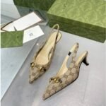 Gucci Women’S GG Canvas Slingback Pump Beige And Ebony Original GG Canvas 782627 2HK80 9763 - Image 3