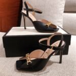 Gucci Ankle Buckle Strap Sylvie Chain Sandals In Black - Image 2