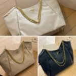 Prada Pomice Soft Calfskin Leather Chain Tote Bag White 38Cm - Image 3