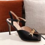 Gucci Ankle Buckle Strap Sylvie Chain Sandals In Black - Image 6