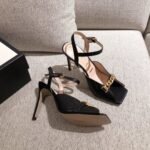 Gucci Ankle Buckle Strap Sylvie Chain Sandals In Black - Image 3