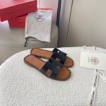 Hermes Oran Sandals Stitching In Black And Brown - Image 7