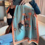 Hermes Cashmere Muffler Blue - Image 4
