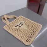 Prada Natural Logo Crochet Tote Bag - Image 2