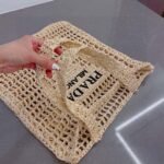 Prada Natural Logo Crochet Tote Bag - Image 3