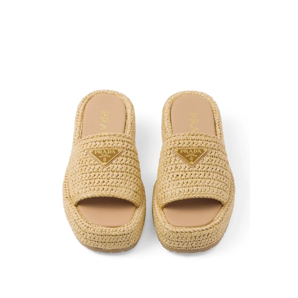 Prada-Crochet-Flatform-2 Prada Crochet Flatform Slides Brown - Image 1
