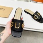 Gucci Women’S Logo Embellished Slide Sandals Black - Image 3