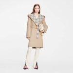 Louis Vuitton Reversible Damier Azur Hooded Wrap Coat Beige 1A9L0P - Image 6