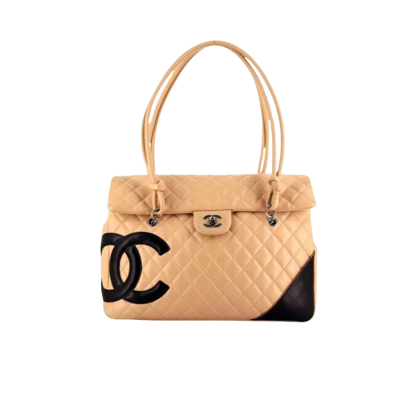 Thumbnail-11 Chanel Cambon Shopping Bag Quilted Beige And Black 36Cm - Image 1