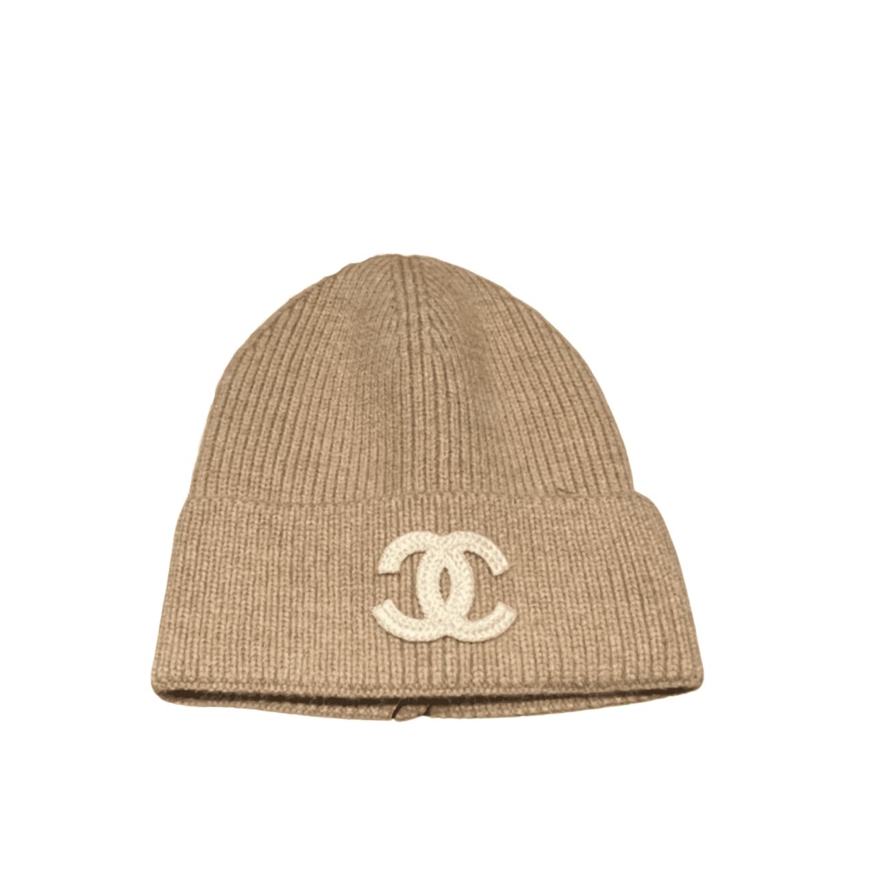 Thumbnail-2-1-2 Chanel White CC Wool Beanie Beige - Image 1