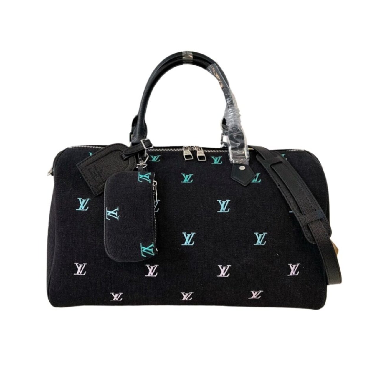 Thumbnail-24-5 Louis Vuitton Keepall Bandoulière Blue Denim 40Cm - Image 1
