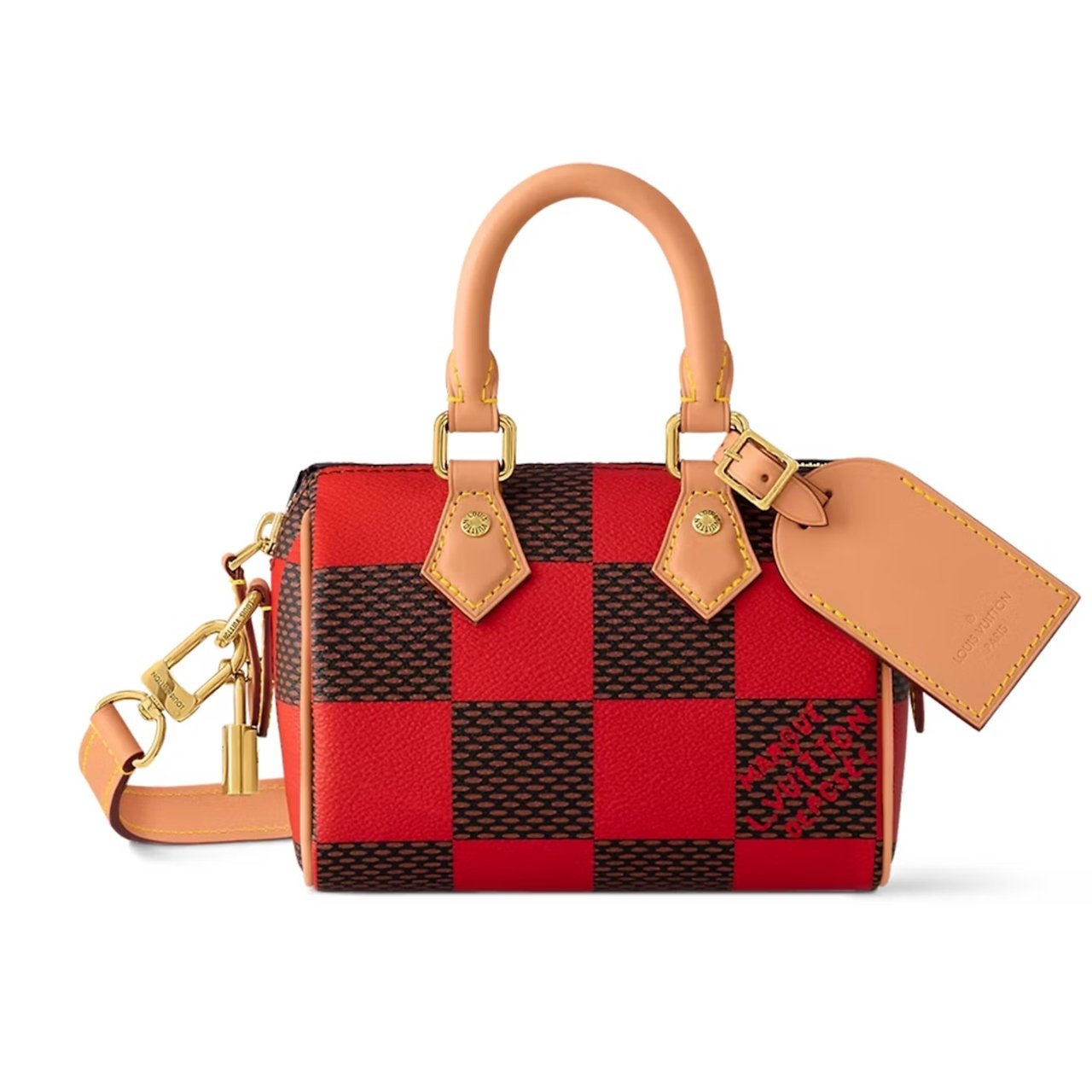 Thumbnail-25-6 Louis Vuitton Speedy Bandoulière 20 Damier Red And Black 20Cm - Image 1
