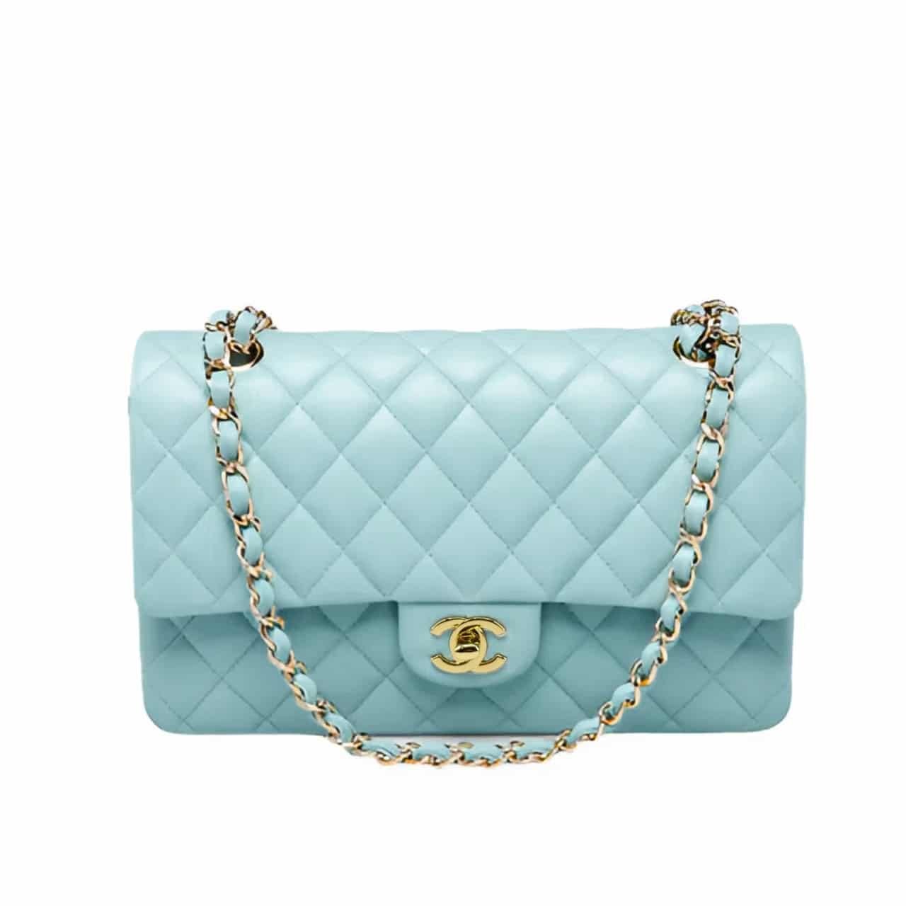 Thumbnail-29-7 Chanel Classic 11.12 Handbag Gold Tone Metal Light Blue 30Cm - Image 1