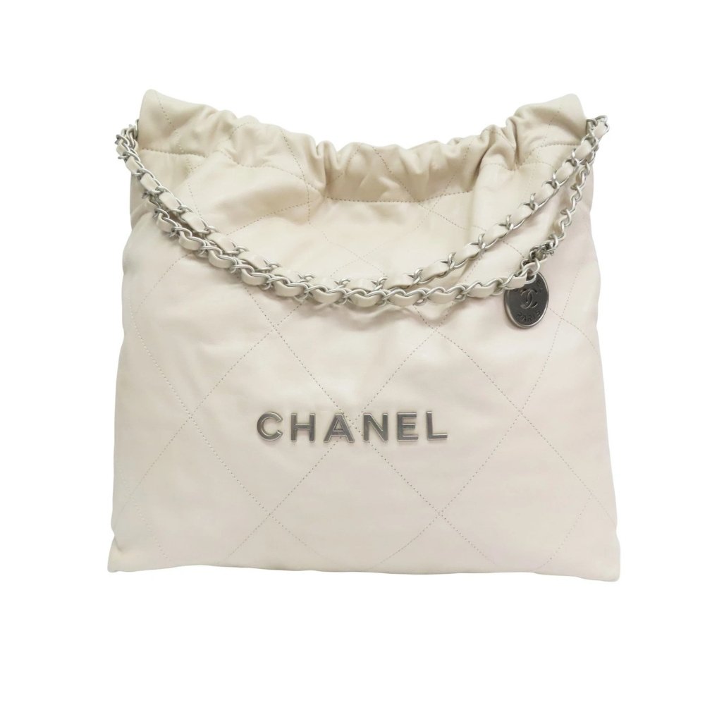 Thumbnail-32-8 Chanel 22 Handbag White With Silver 42Cm AS3261 - Image 1