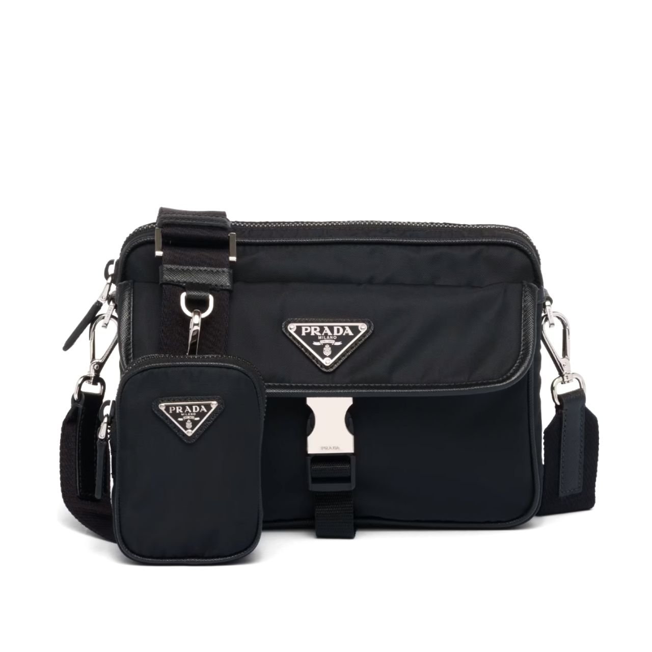 Thumbnail-45-1 Prada Re Nylon And Saffiano Leather Shoulder Bag Black 24Cm 2VH133 2DMH F0002 XMP - Image 1