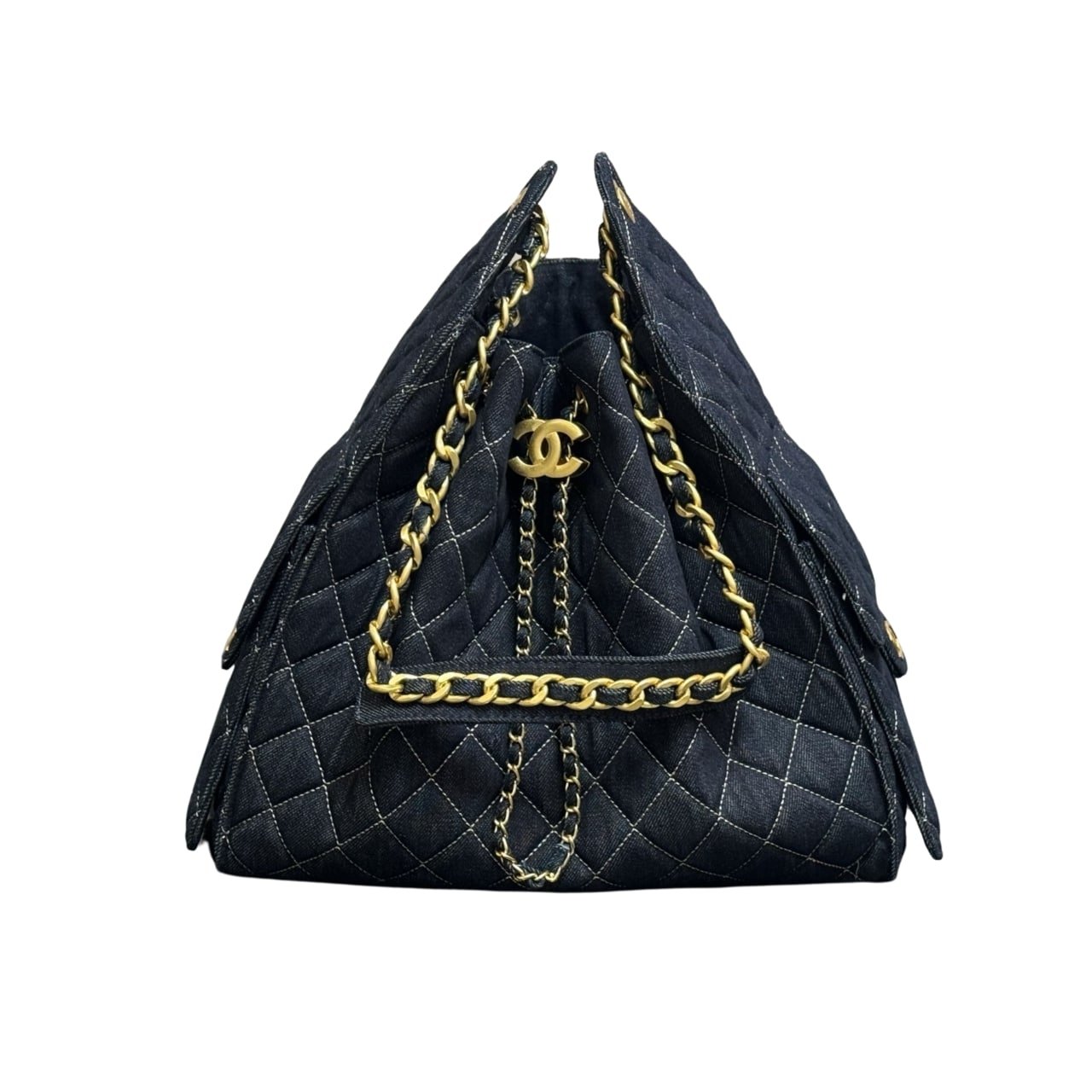 Thumbnail-45-2 Chanel 25 Medium Bag Shoulder Handbag Denim Dark Blue 34Cm - Image 1