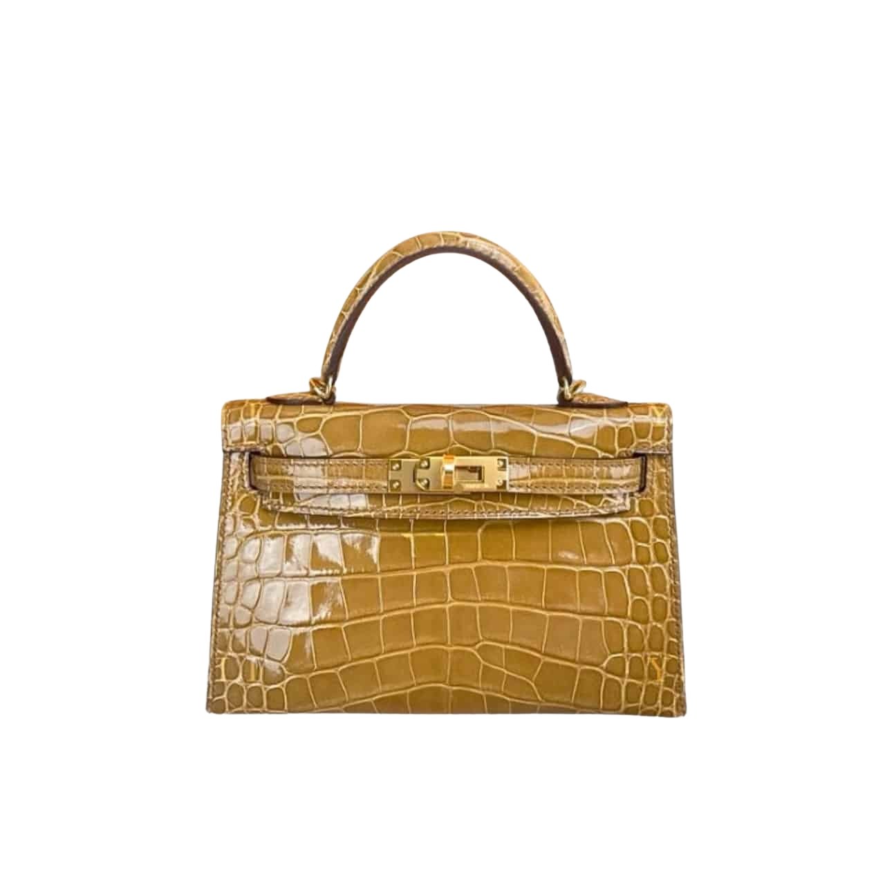 Thumbnail-55-1-1 Hermes Mini Kelly Handbag Alligator Brown 22Cm - Image 1