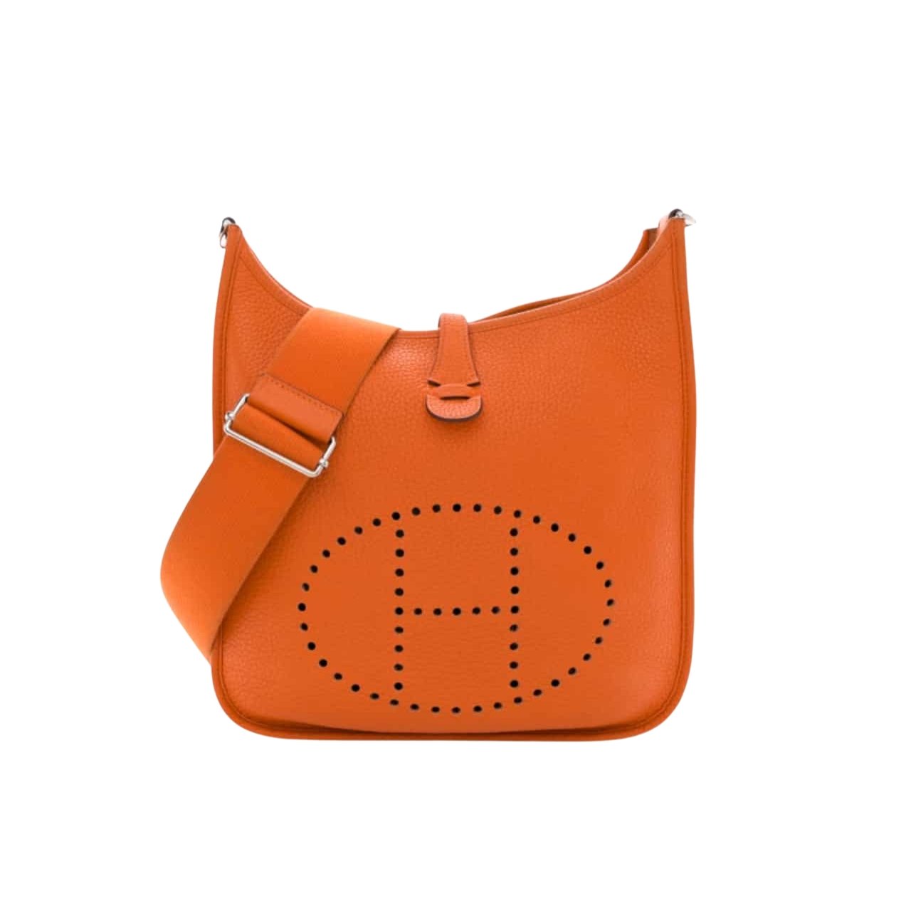 Thumbnail-62-1-1 Hermes Clemence Evelyne Pm Orange Feu 25cm - Image 1